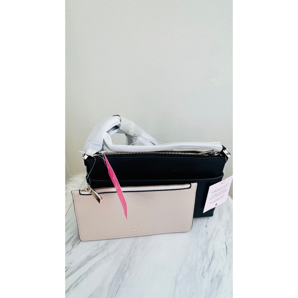Kate Spade Textured Leather Crossbody Bag with Removable Pouch, Black/Pink, NWT - Picture 15 of 15
